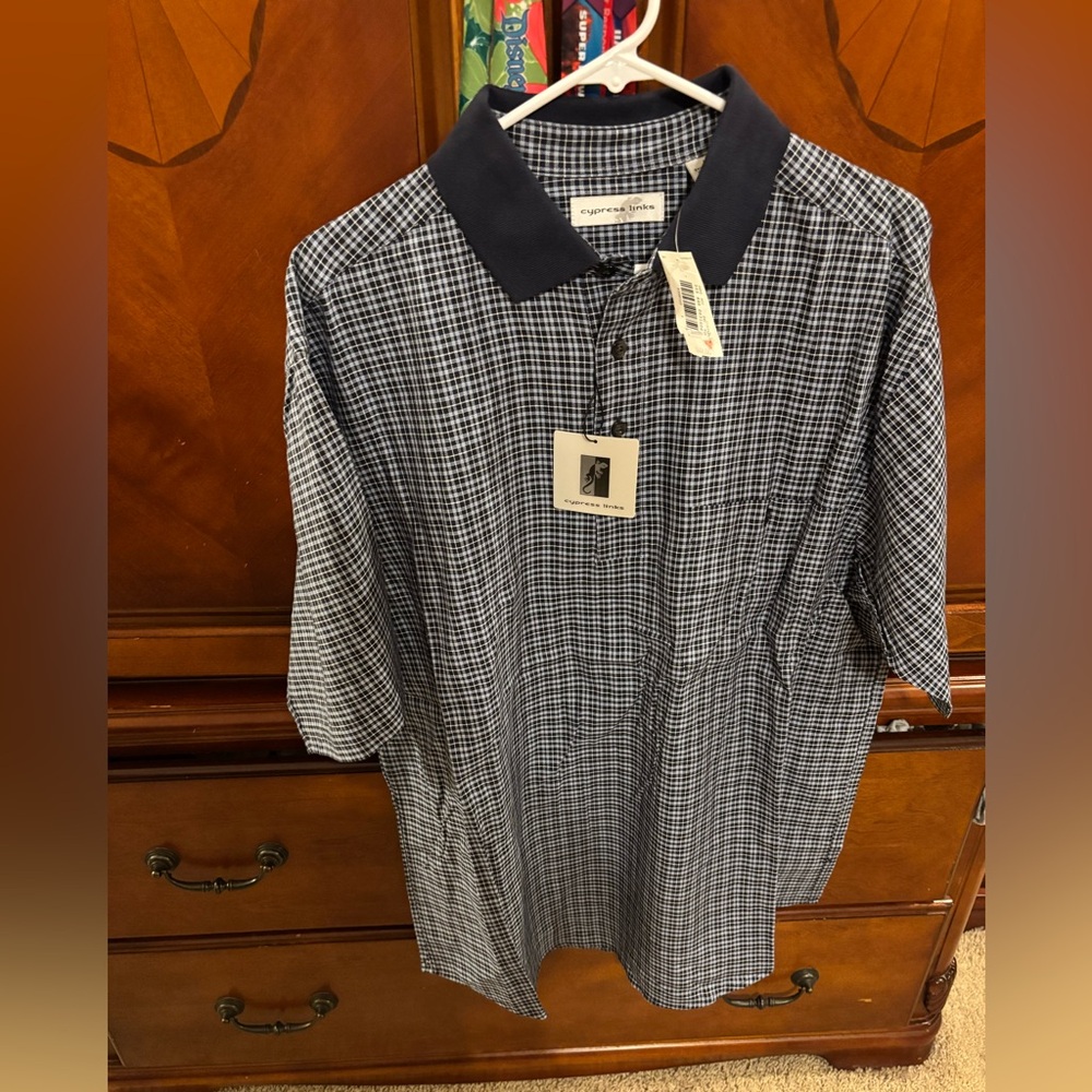 Men's Blue Plaid Polo Shirt